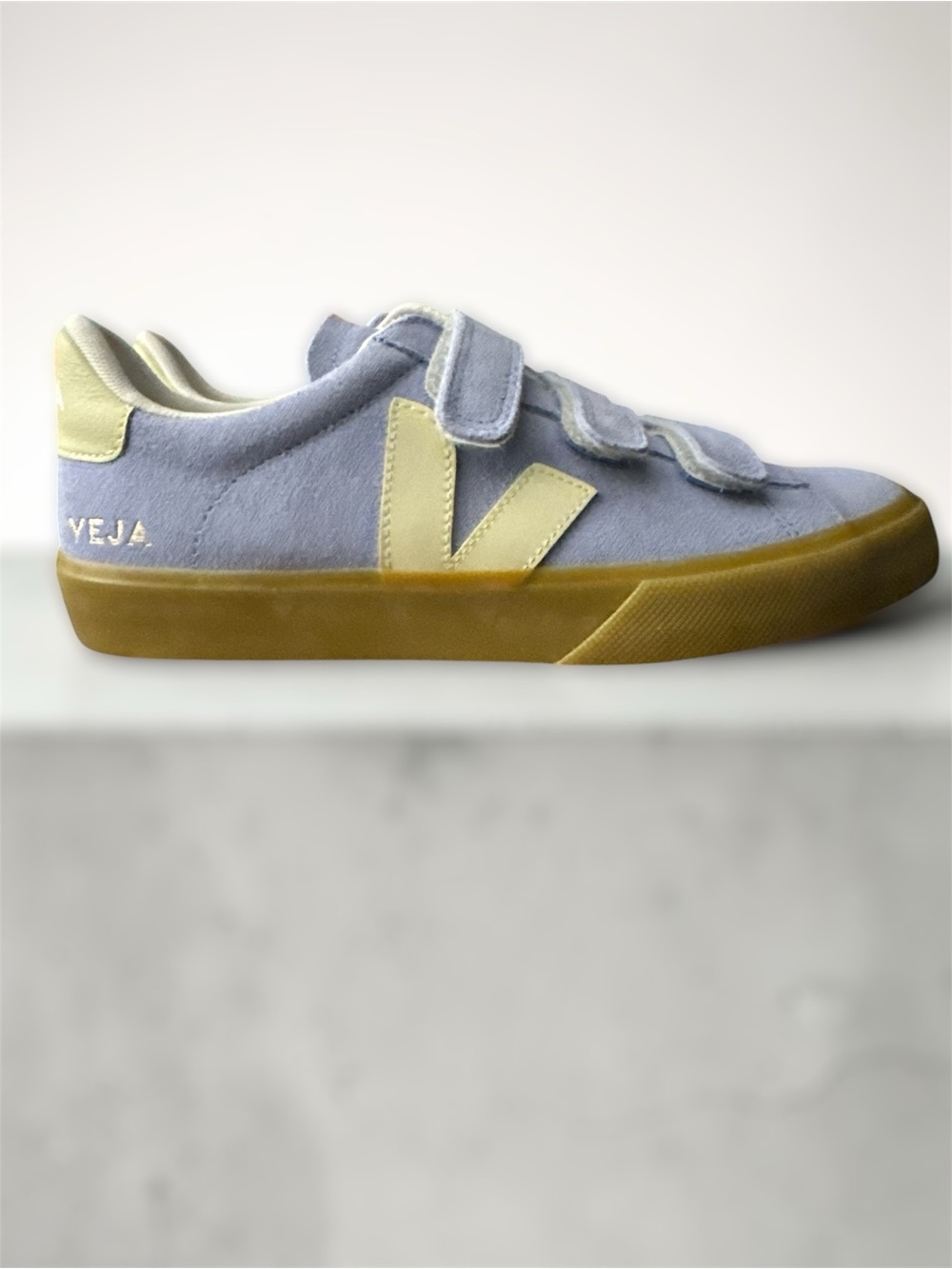 Veja Velcro Sneakers in Light Blue and Cream Accents
